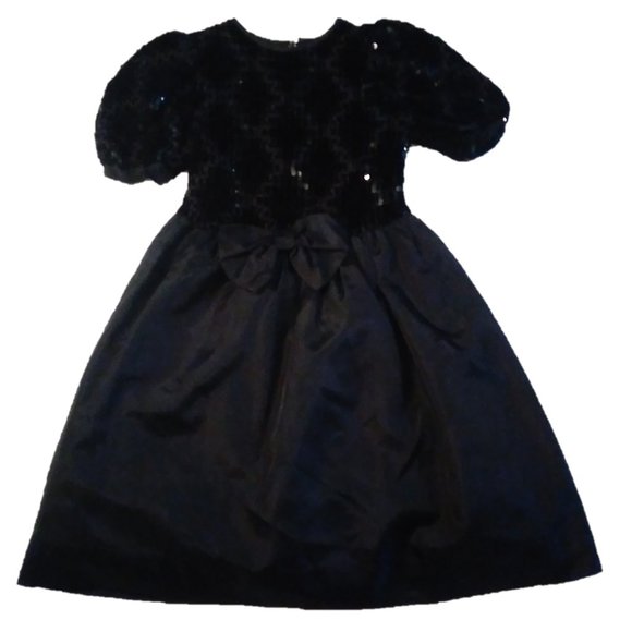 SYLVIA WHYTE Girls 7 BLACK SPARKLE SEQUIN DRESS holidays Christmas Halloween wed - Picture 11 of 15